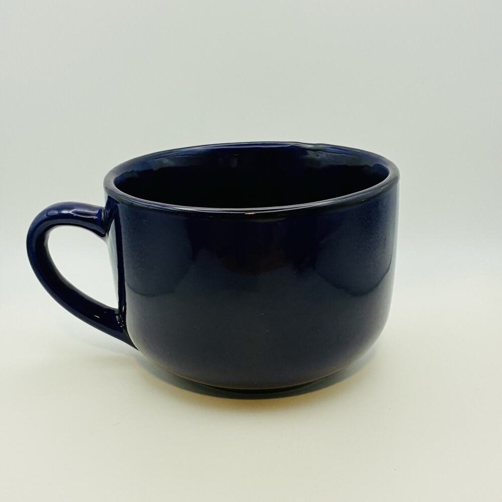 Vintage Large Blue Ceramic Mug Planter Bowl 24 Oz Cottage Farmhouse Decor